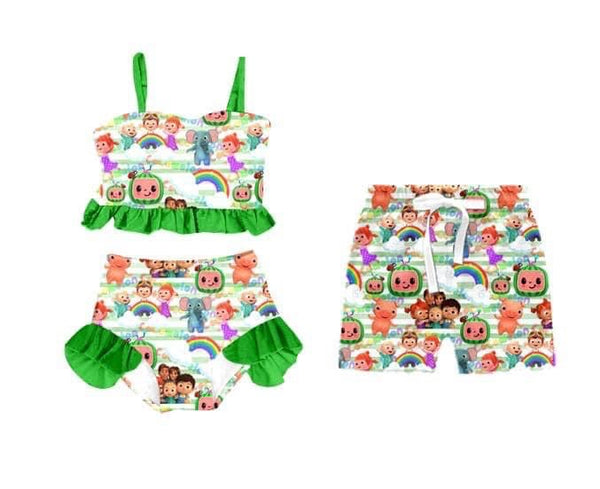 Green CocoMelon Sibling Set Swimsuit