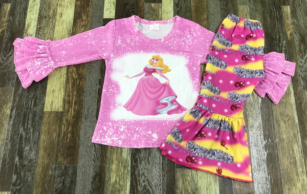 Pink Aurora Sleeping Beauty Flare Pants Outfit