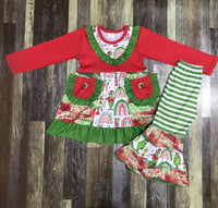 Grinch Rainbows Pockets Christmas Flare Pants Outfit