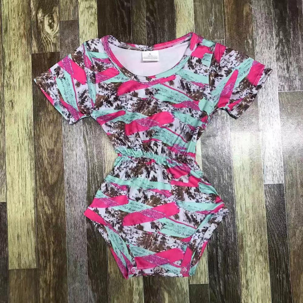 90s Print Pink and Black Graphic Romper