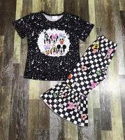Disney Friends Checkered Black Flare Pants Outfit