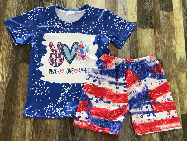 Peace Love America Boy Fourth Of July Shorts Outfit