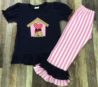 Puppy Love Valentine Stripe Ruffle Pants Outfit